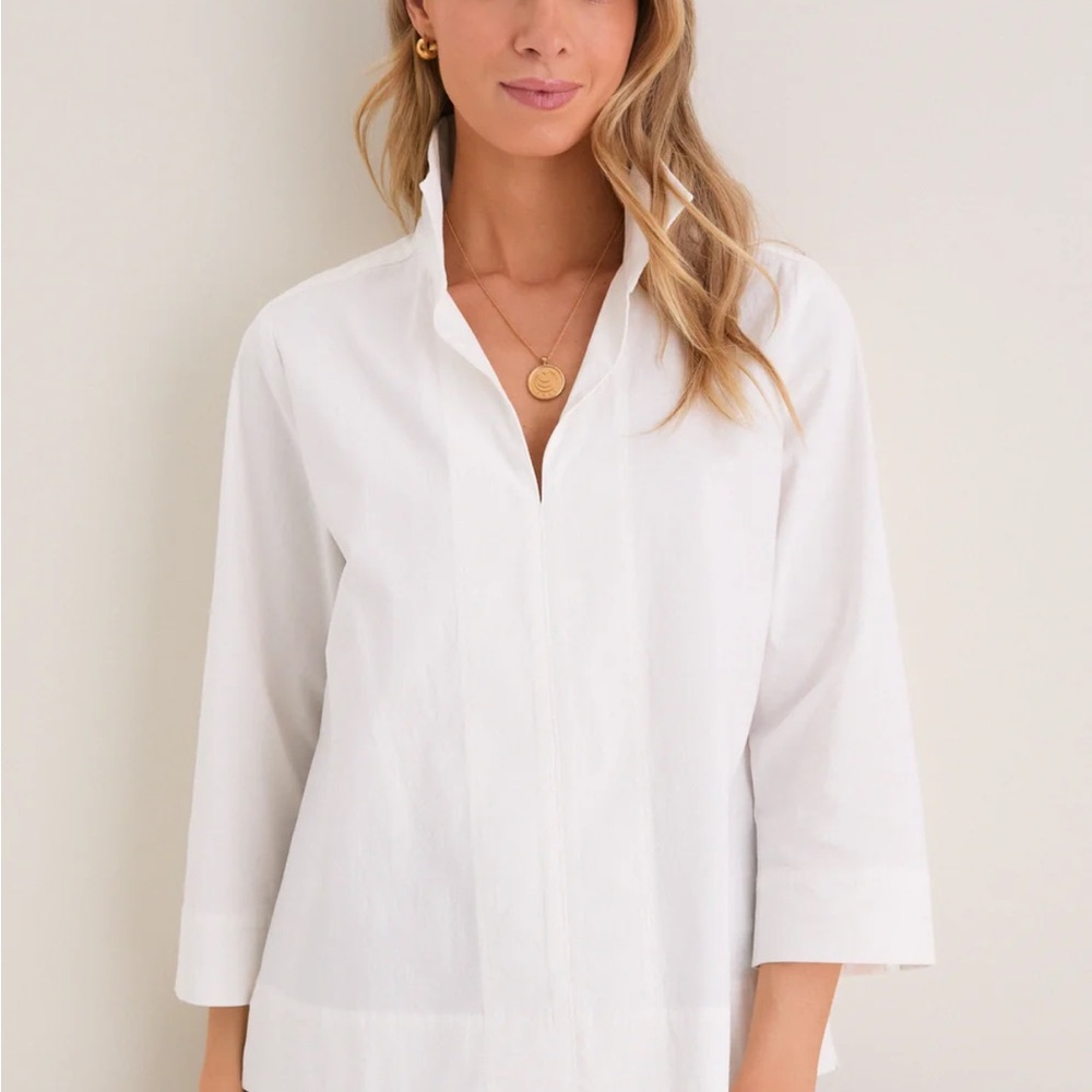 Tuckernuck White Poplin Stand Collar Button-Down